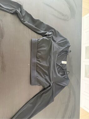 ALO Yoga Black Mesh Sports Top with Logo Tag